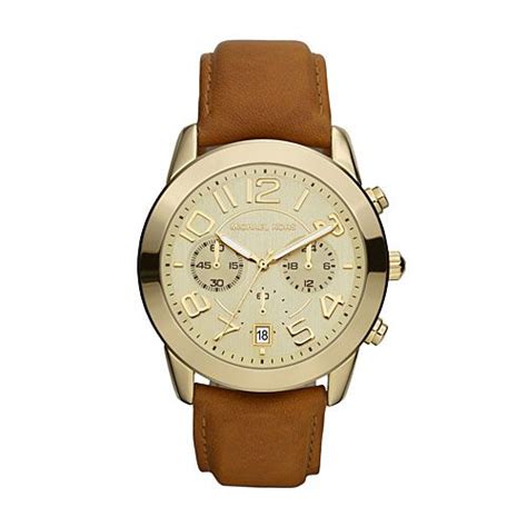 michael kors mercer brown leather chronograph watch|Michael Kors Mercer MK2251 Women's Watch .